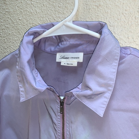Lovers & Friends Lavender Crop zip-up Retro Windbreaker lightweight crop jacket - Picture 13 of 17